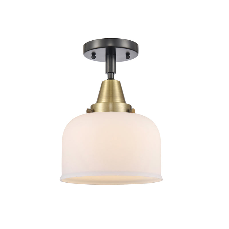 Bell Flush Mount shown in the Black Antique Brass finish with a Matte White shade