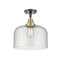 Bell Flush Mount shown in the Black Antique Brass finish with a Seedy shade