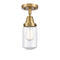 Dover Flush Mount shown in the Brushed Brass finish with a Seedy shade