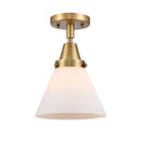 Cone Flush Mount shown in the Brushed Brass finish with a Matte White shade