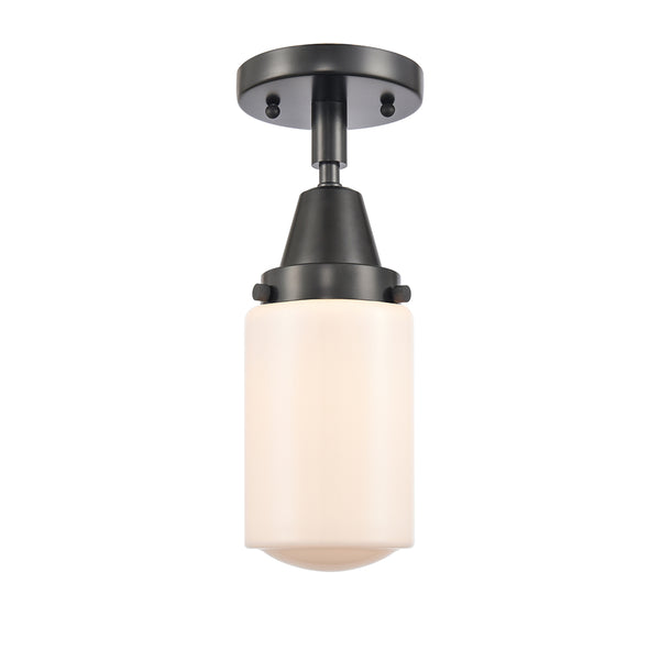 Dover Flush Mount shown in the Matte Black finish with a Matte White shade