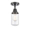 Dover Flush Mount shown in the Matte Black finish with a Clear shade