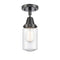 Dover Flush Mount shown in the Matte Black finish with a Seedy shade