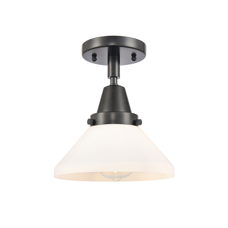 Caden Flush Mount shown in the Matte Black finish with a Matte White shade