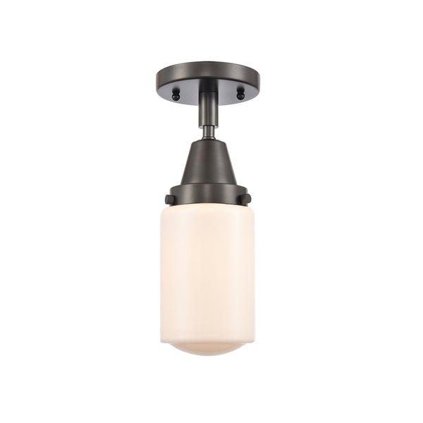 Dover Flush Mount shown in the Oil Rubbed Bronze finish with a Matte White shade