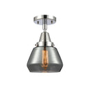 Fulton Flush Mount shown in the Polished Chrome finish with a Plated Smoke shade