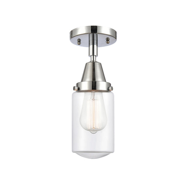 Dover Flush Mount shown in the Polished Chrome finish with a Clear shade