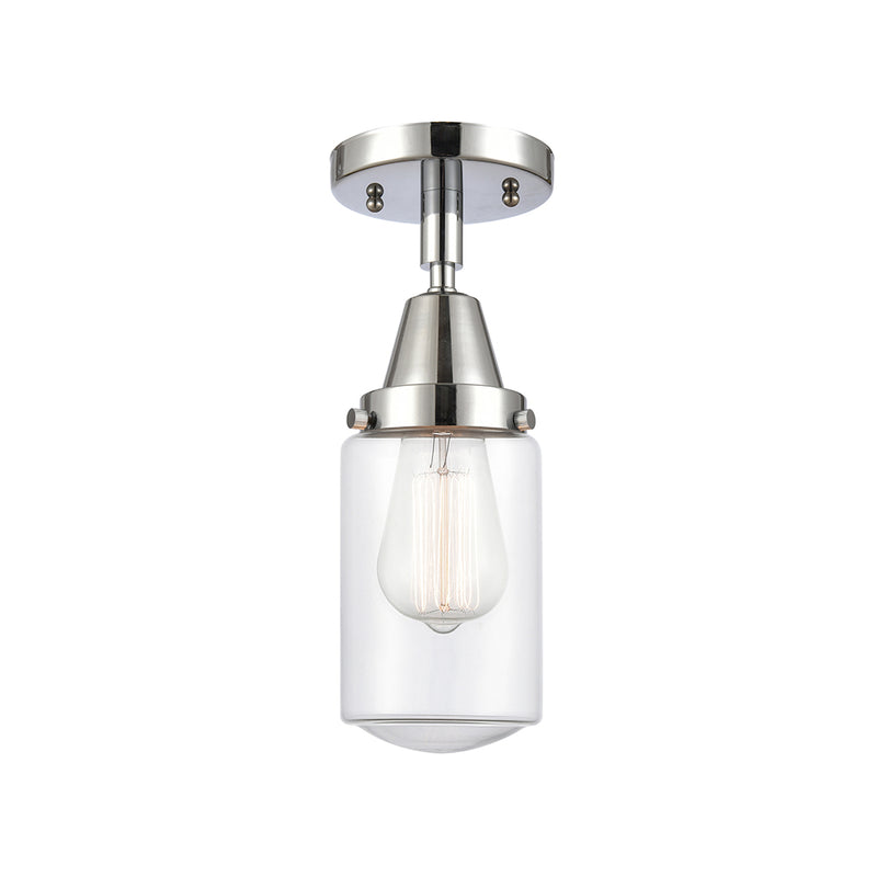 Dover Flush Mount shown in the Polished Chrome finish with a Clear shade