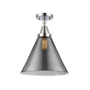 Cone Flush Mount shown in the Polished Chrome finish with a Plated Smoke shade