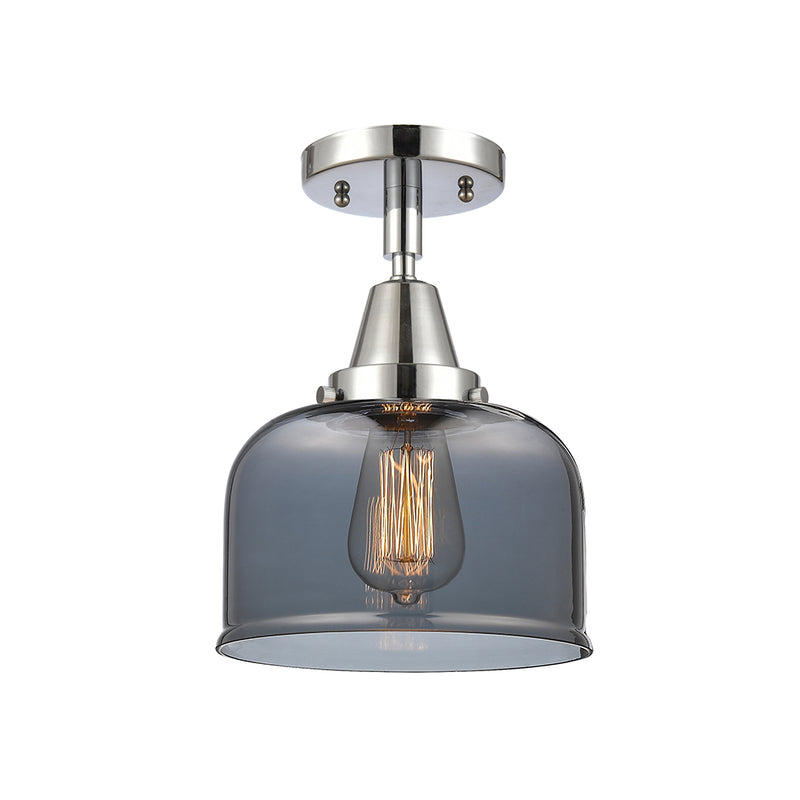 Bell Flush Mount shown in the Polished Chrome finish with a Plated Smoke shade