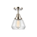 Fulton Flush Mount shown in the Polished Nickel finish with a Clear shade