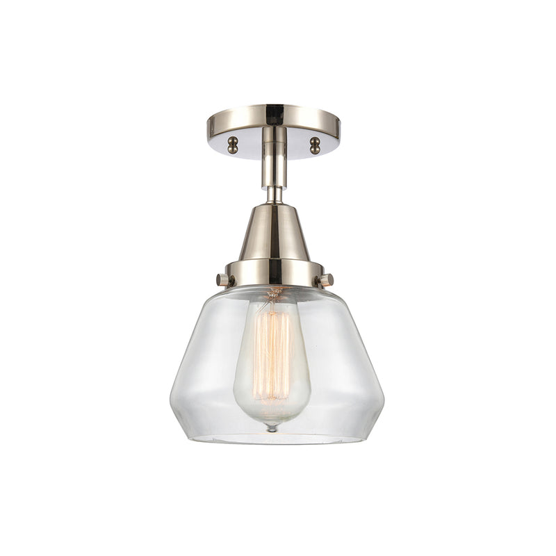 Fulton Flush Mount shown in the Polished Nickel finish with a Clear shade