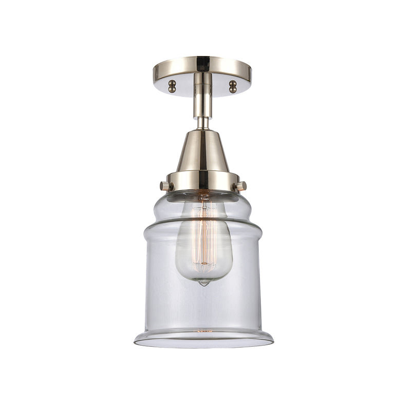 Canton Flush Mount shown in the Polished Nickel finish with a Clear shade