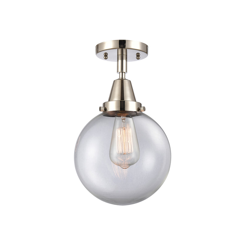 Beacon Flush Mount shown in the Polished Nickel finish with a Clear shade