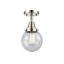 Beacon Flush Mount shown in the Polished Nickel finish with a Seedy shade