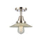 Halophane Flush Mount shown in the Polished Nickel finish with a Clear Halophane shade