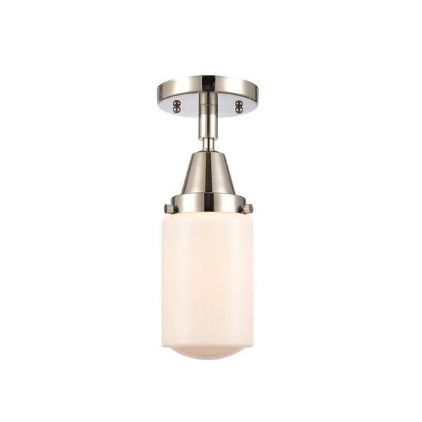 Dover Flush Mount shown in the Polished Nickel finish with a Matte White shade