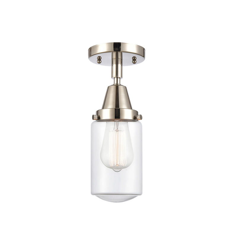 Dover Flush Mount shown in the Polished Nickel finish with a Clear shade