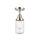 Dover Flush Mount shown in the Polished Nickel finish with a Seedy shade