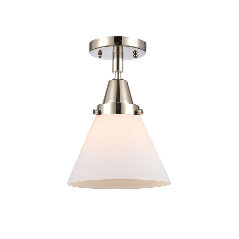 Cone Flush Mount shown in the Polished Nickel finish with a Matte White shade