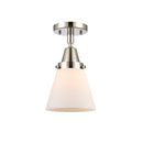 Cone Flush Mount shown in the Polished Nickel finish with a Matte White shade