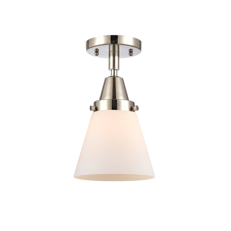 Cone Flush Mount shown in the Polished Nickel finish with a Matte White shade