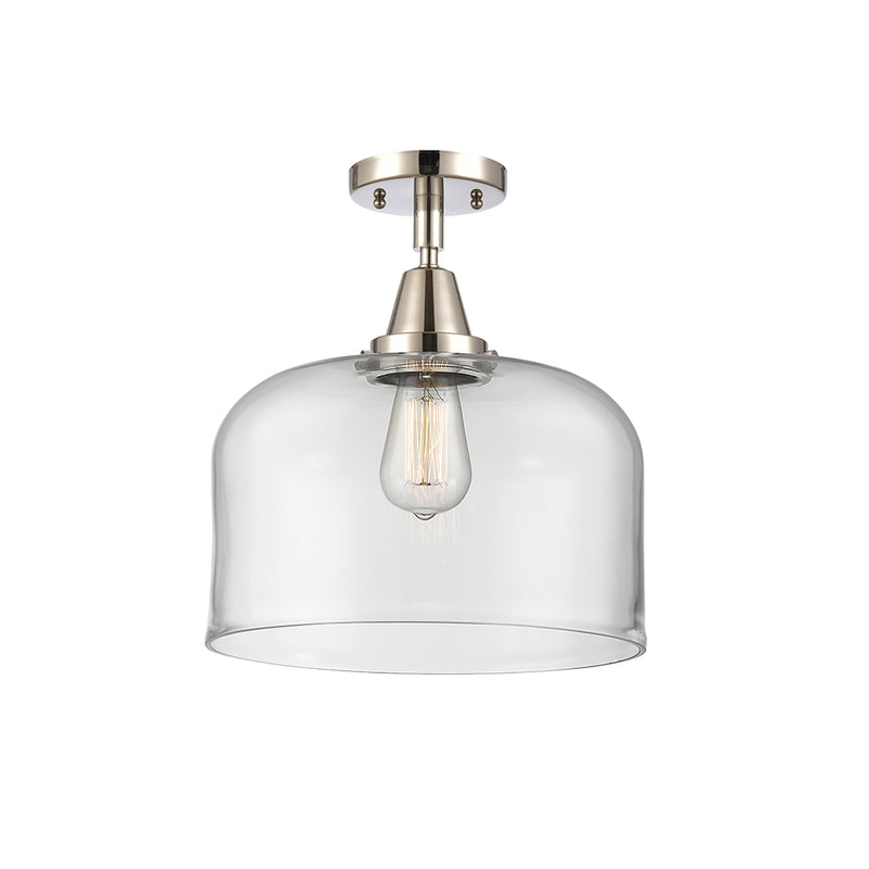 Bell Flush Mount shown in the Polished Nickel finish with a Clear shade