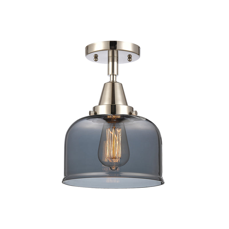 Bell Flush Mount shown in the Polished Nickel finish with a Plated Smoke shade