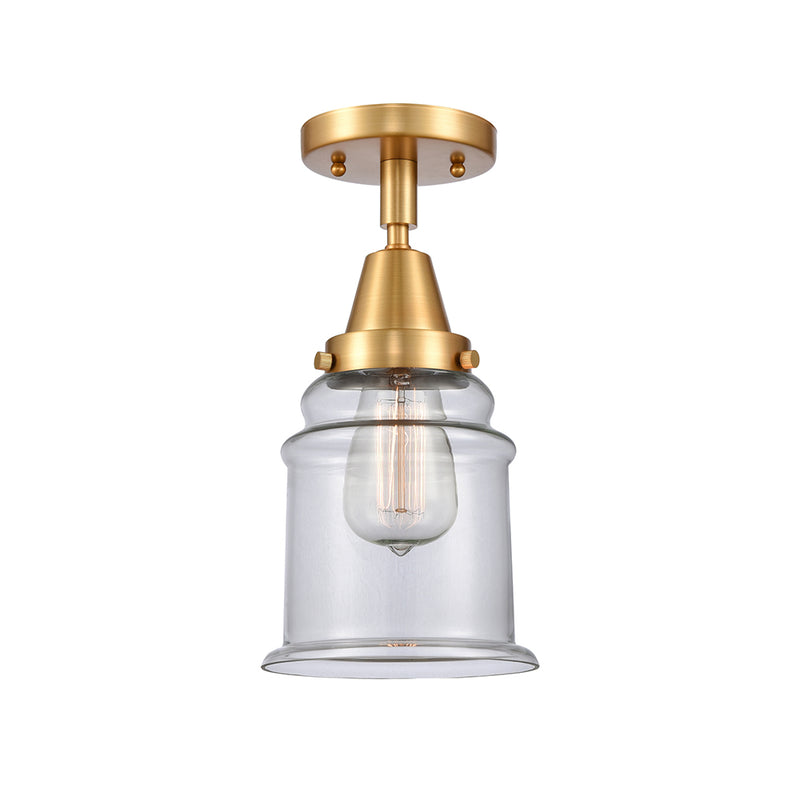 Canton Flush Mount shown in the Satin Gold finish with a Clear shade