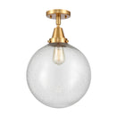 Beacon Flush Mount shown in the Satin Gold finish with a Seedy shade