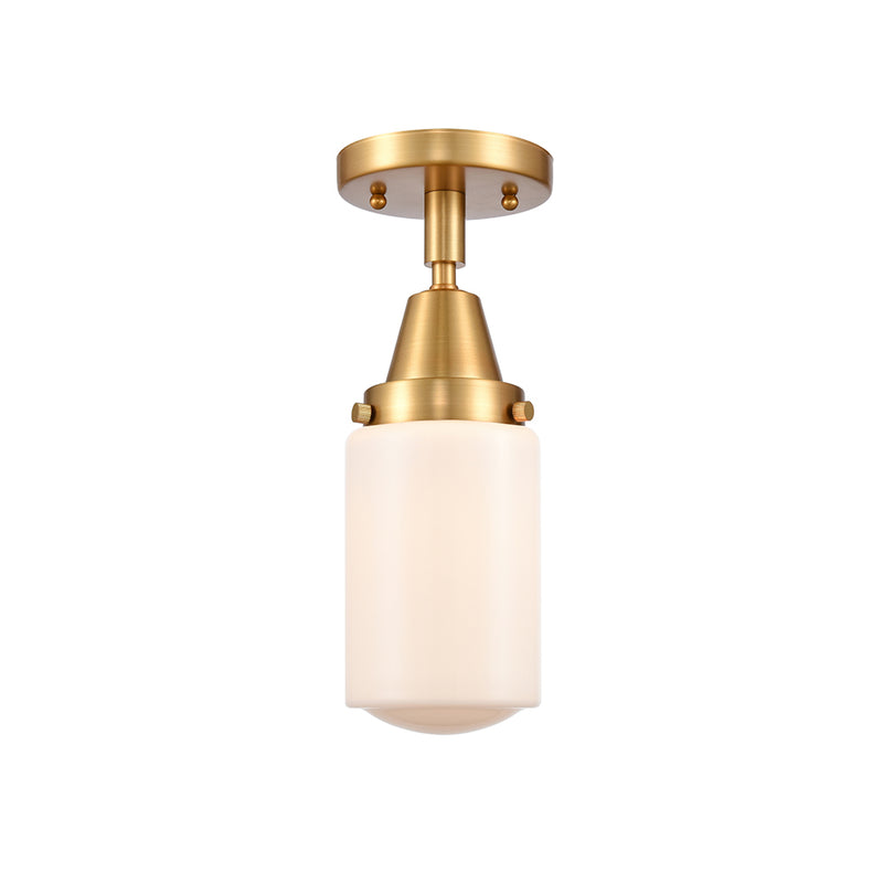 Dover Flush Mount shown in the Satin Gold finish with a Matte White shade