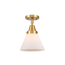 Cone Flush Mount shown in the Satin Gold finish with a Matte White shade