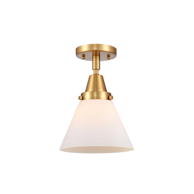 Cone Flush Mount shown in the Satin Gold finish with a Matte White shade