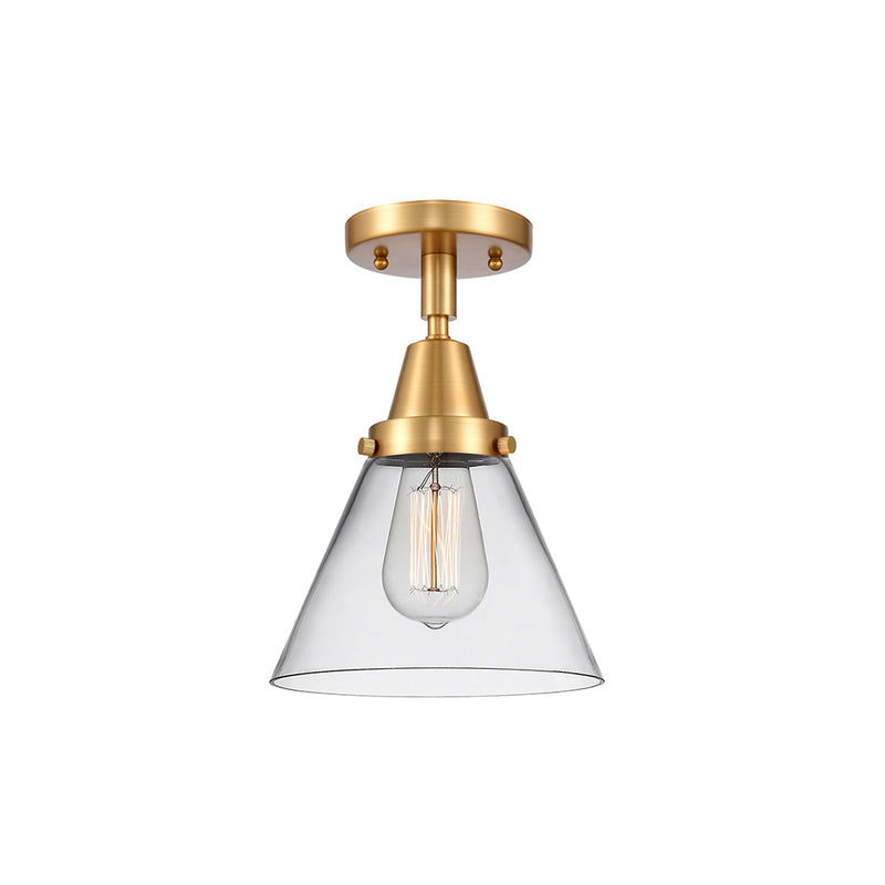 Cone Flush Mount shown in the Satin Gold finish with a Clear shade