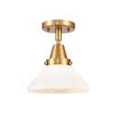 Caden Flush Mount shown in the Satin Gold finish with a Matte White shade