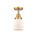 Bell Flush Mount shown in the Satin Gold finish with a Matte White shade