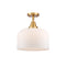 Bell Flush Mount shown in the Satin Gold finish with a Matte White shade