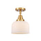 Bell Flush Mount shown in the Satin Gold finish with a Matte White shade