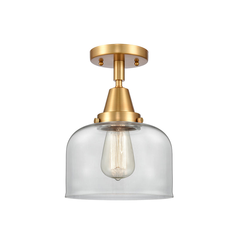 Bell Flush Mount shown in the Satin Gold finish with a Clear shade