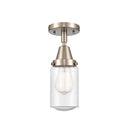 Dover Flush Mount shown in the Brushed Satin Nickel finish with a Seedy shade