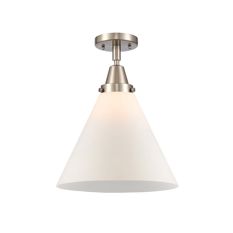 Cone Flush Mount shown in the Brushed Satin Nickel finish with a Matte White shade