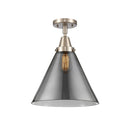 Cone Flush Mount shown in the Brushed Satin Nickel finish with a Plated Smoke shade