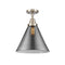 Cone Flush Mount shown in the Brushed Satin Nickel finish with a Plated Smoke shade