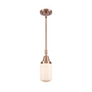 Dover Mini Pendant shown in the Antique Copper finish with a Matte White shade