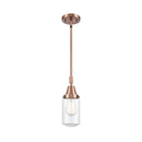 Dover Mini Pendant shown in the Antique Copper finish with a Clear shade