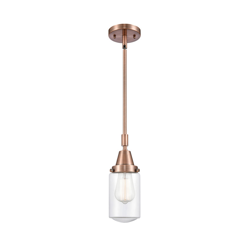 Dover Mini Pendant shown in the Antique Copper finish with a Clear shade