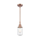 Dover Mini Pendant shown in the Antique Copper finish with a Seedy shade