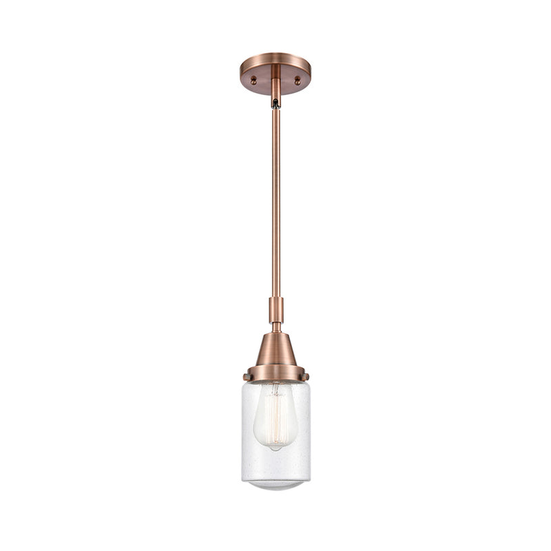 Dover Mini Pendant shown in the Antique Copper finish with a Seedy shade