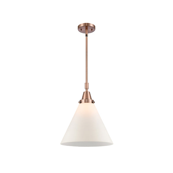 Cone Mini Pendant shown in the Antique Copper finish with a Matte White shade
