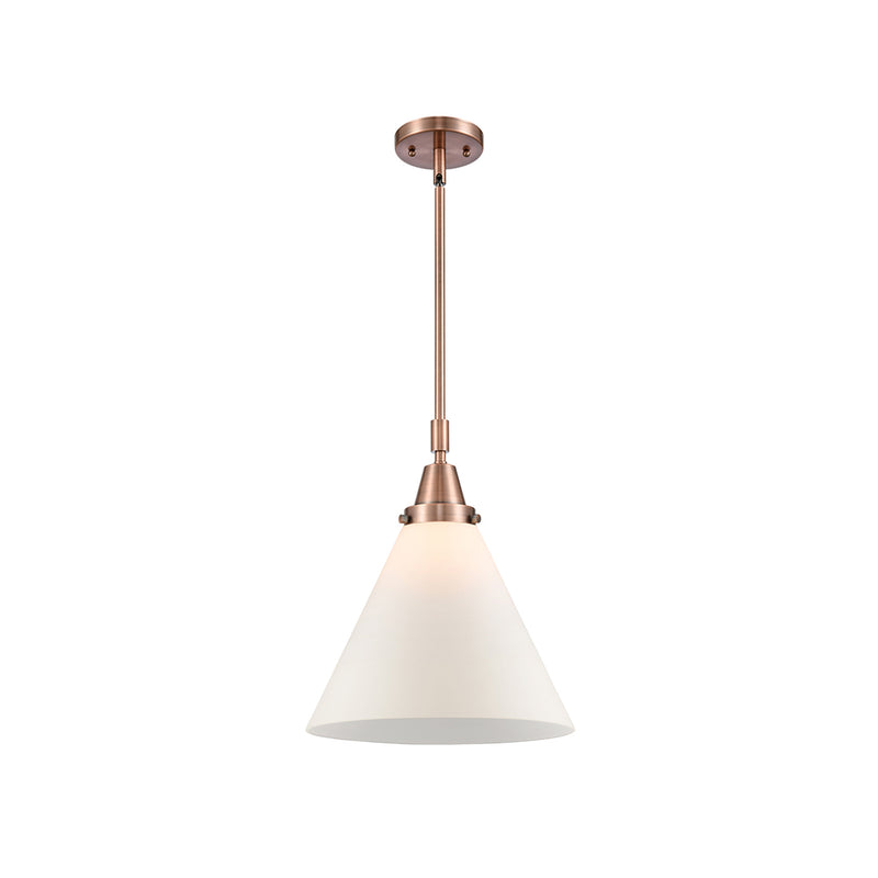 Cone Mini Pendant shown in the Antique Copper finish with a Matte White shade